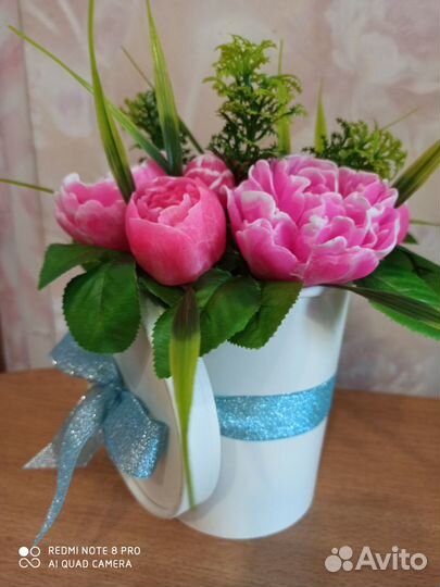 Мыльный букетик пионов ручной работы