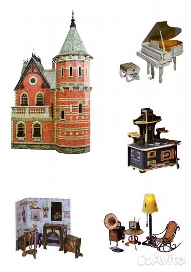 3Д Пазл Набор Домик Кукольный и мебель Конструктор