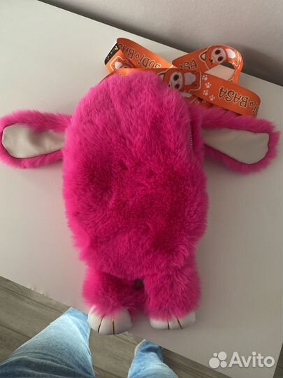 Мягкая игрушка рюкзак заяц меховой
