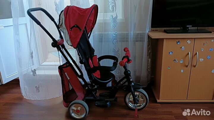 Велосипед коляска трёхколёсный с ручкой