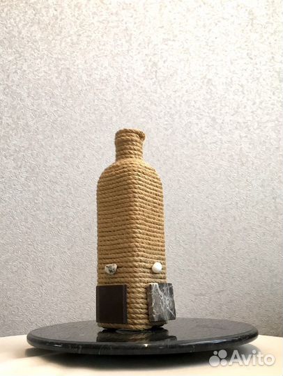 Бутылка джутовая квадратная, декор для дома