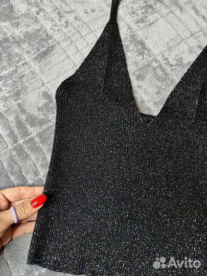 Вязаный топ с разноцветным люрексом TopShop