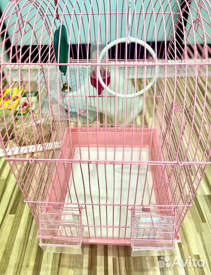 Клетка для попугая эмаль+ корм,чехлы,купалка,жерди
