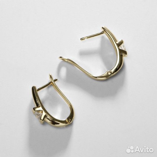 2 шт. Серьги со стразами xuping сила, цвет белый в золоте