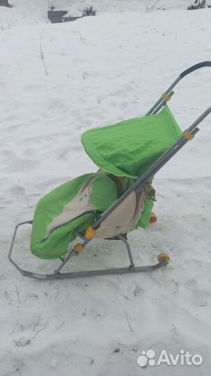 Детские санки коляска с колесами