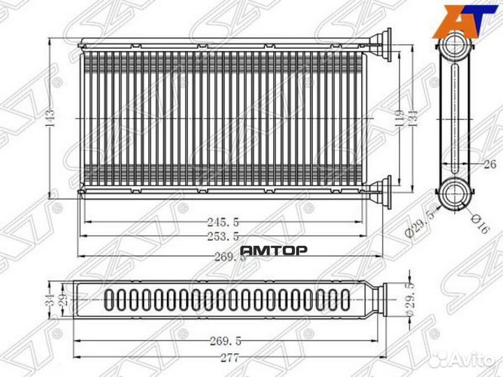 SAT ST-SB67-395-0 Радиатор отопителя салона subaru
