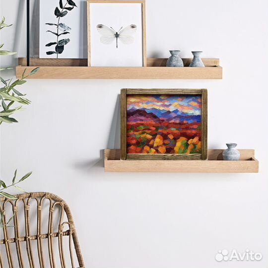 Осенний пейзаж картина маслом в раме лес горы