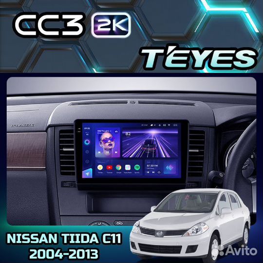 Магнитола Teyes CC3 3+32 2K Nissan Tiida C11 04-13