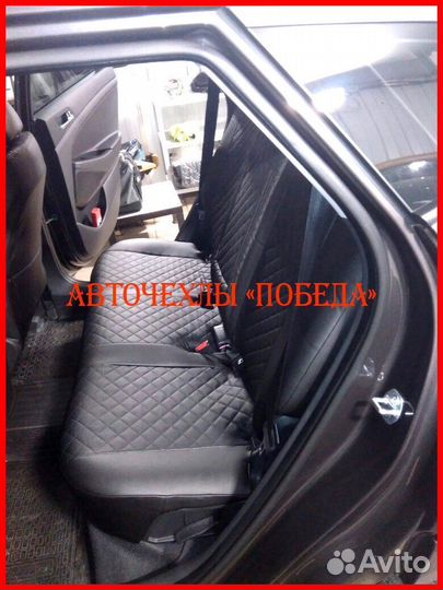 Чехлы Hyundai Tucson 4 из экокожи чёрные Ромб