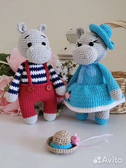 Вязаные игрушки Бегемотики