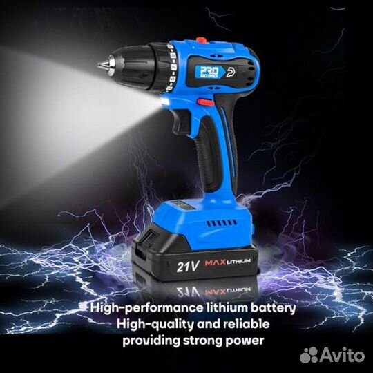 Дрель-шуруповерт аккумуляторный prostormer 21v