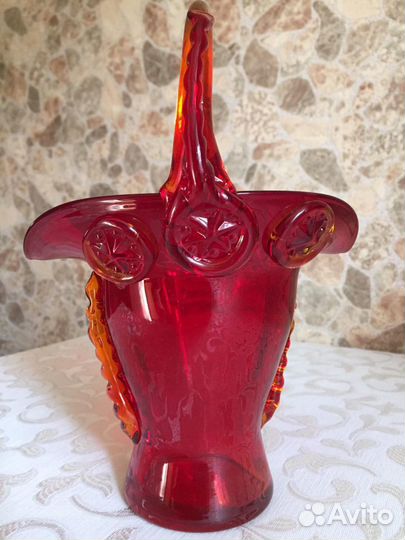 Ваза конфетница цветное стекло СССР