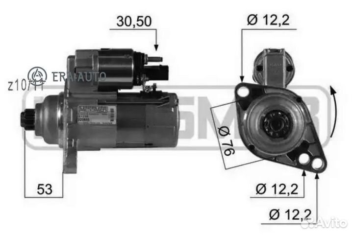 ERA 220449 Стартер audi/VW 1.9TDi 03-10