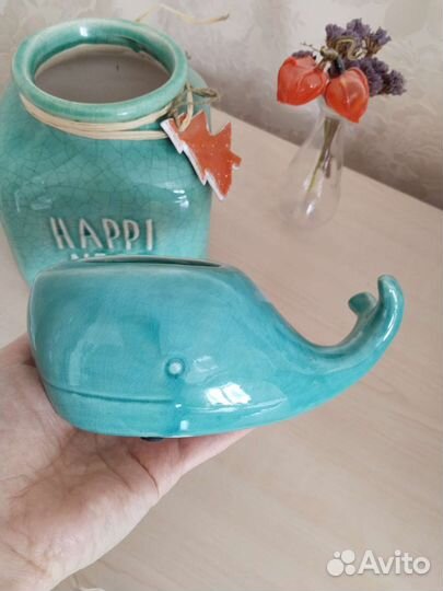 Ваза кашпо интерьерная новая бирюза 16 см