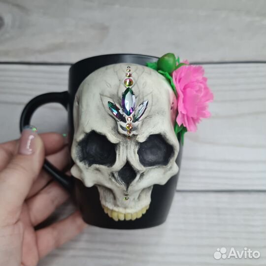 Кружка с декором из полимерной глины на заказ