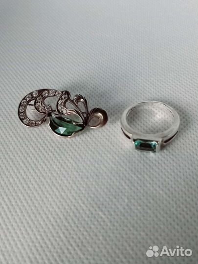 Кольцо, серебро 925, празиолит