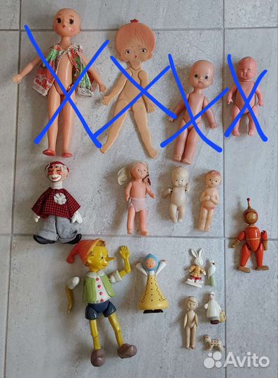 Куклы, пупсы, Буратино, Айболит, космонавт СССР