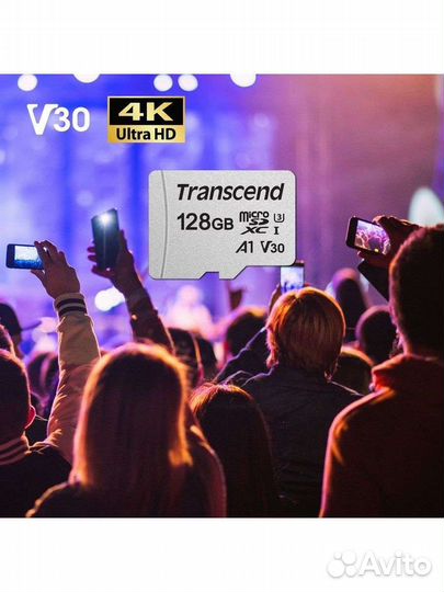 Карта памяти Micro sdxc 128gb Transcend C10 U3