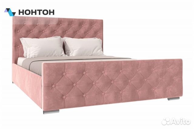 Кровать Мишель велюр розовы�й