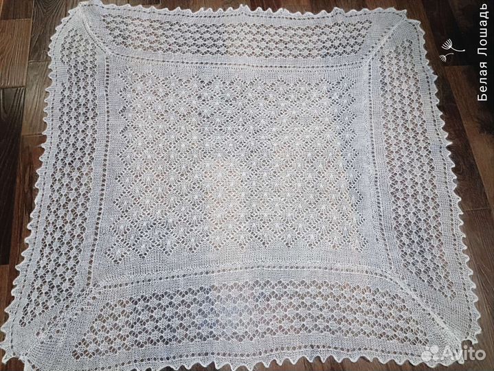 Оренбургский пуховый платок белый новый