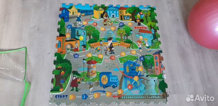 Мягкий коврик-пазл 1х1м с игрой-бродилкой