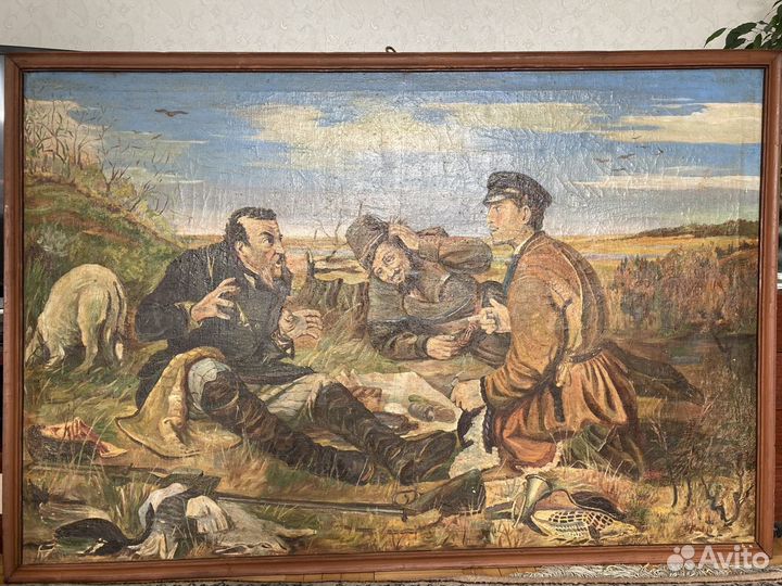 Картина маслом на холсте охотники на привале копия