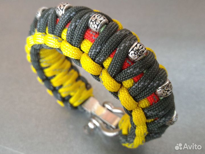 Браслет из паракорда 550 двойной с бусинами фосфор
