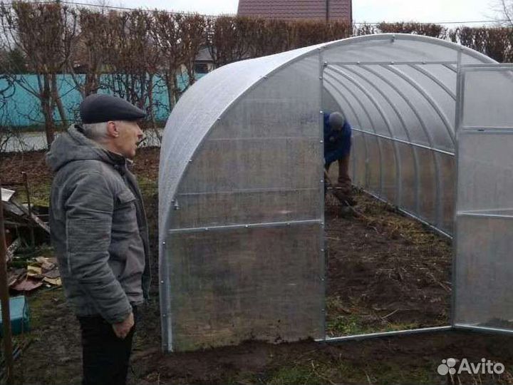 Теплица усиленная поликарбонат грядки, рассрочка