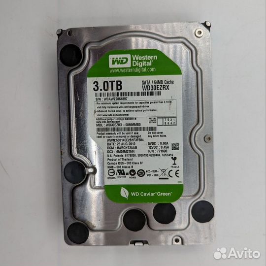 Жесткий диск wd30ezrx-00mmmb0, WD, 3 Тб, SATA, 3.5