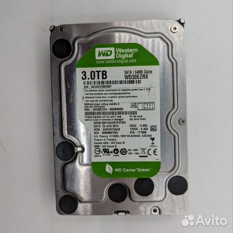 Жесткий диск wd30ezrx-00mmmb0, WD, 3 Тб, SATA, 3.5