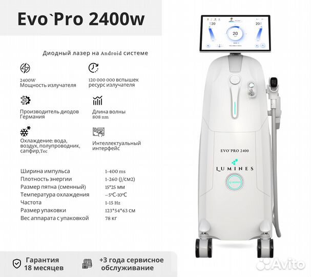 Аппарат для эпиляции люминес Evo Pro 2400вт