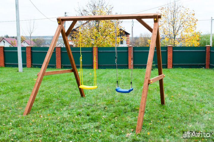 Качели уличные для дачи (клееный брус)