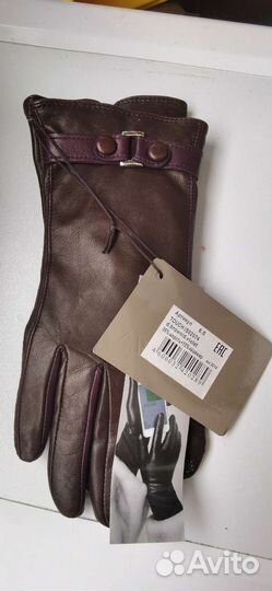 Перчатки женские кожаные новые 6.5 сенсорный экран