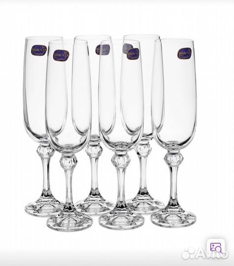 Бокалы под шампанское богемское стекло