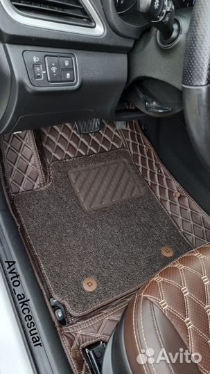 Чехлы Хендай Солярис / Киа Рио - VW Polo Коричнев