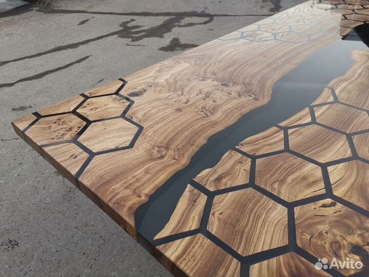 Стол река со вставкой 