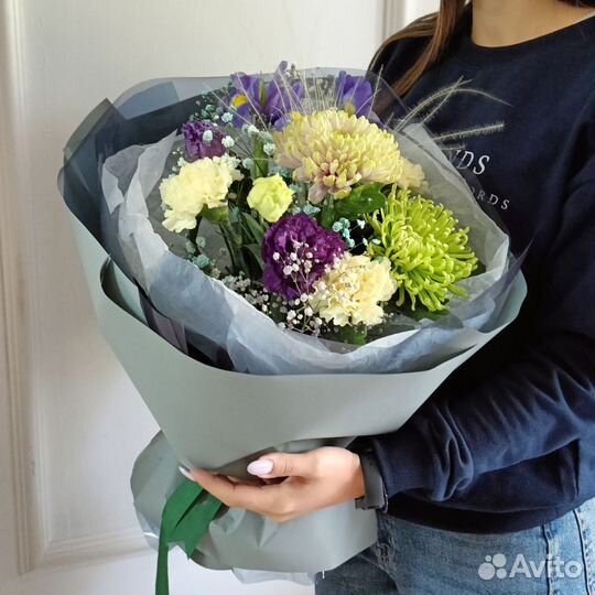 Букет Цветы Хризантема ирисы гвоздика