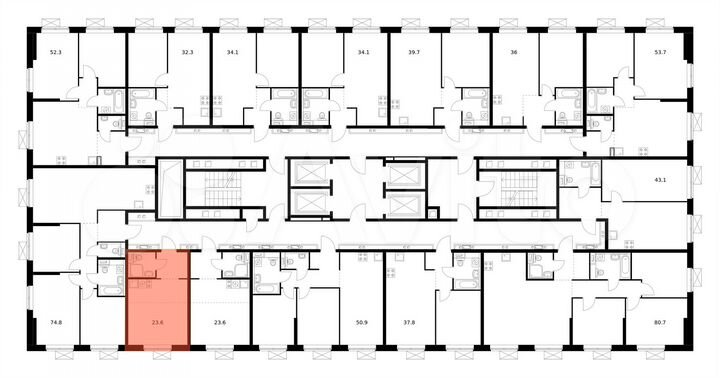 Квартира-студия, 23,6 м², 31/33 эт.