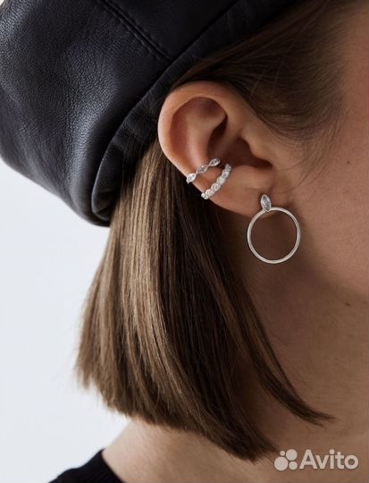 Серьги - каффы серебро 925