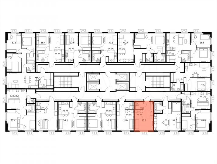 Квартира-студия, 23,6 м², 8/25 эт.