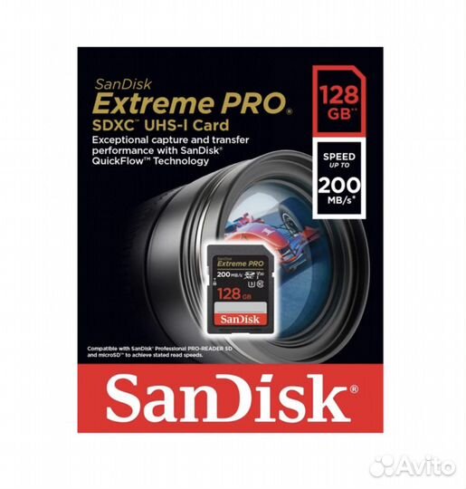 Sandisk extreme pro 128gb 200 mb/s новая