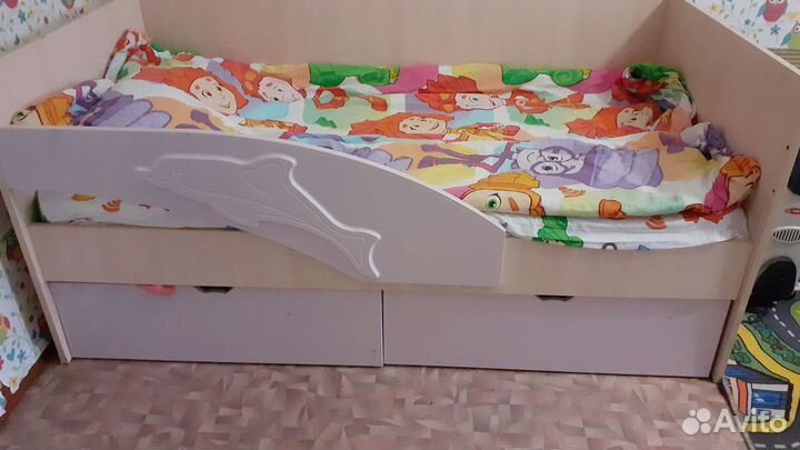 Детская кровать дельфин с матрасом