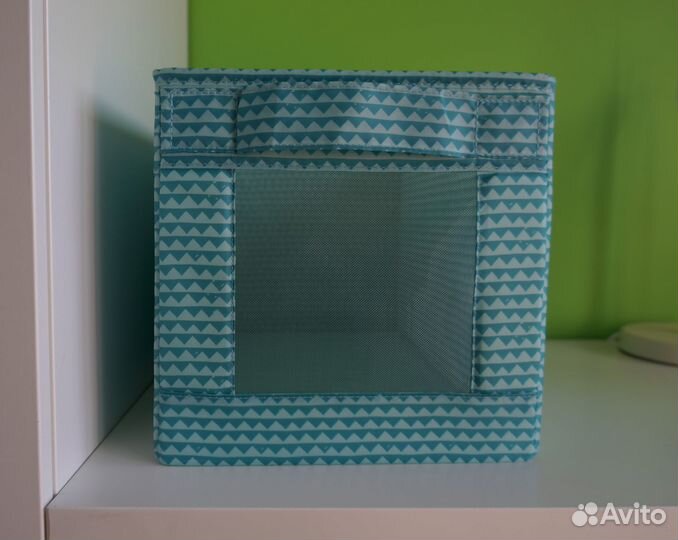 Коробка икеа бирюзовый 25x44x25 см
