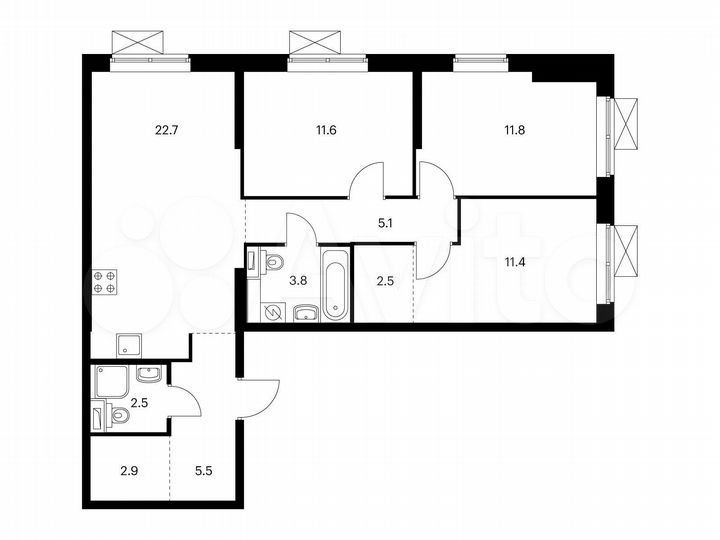 3-к. квартира, 79,8 м², 17/25 эт.