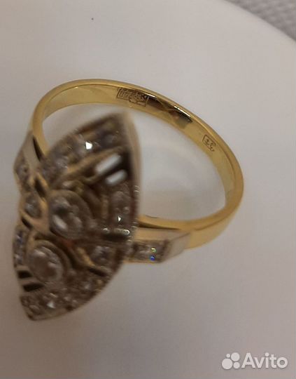 Золотое кольцо СССР 750 бриллианты