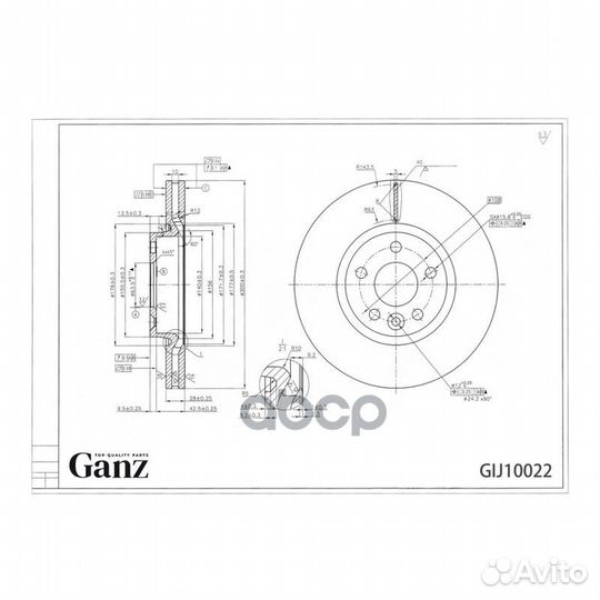 Диск тормозной передний ganz GIJ10022 GIJ10022