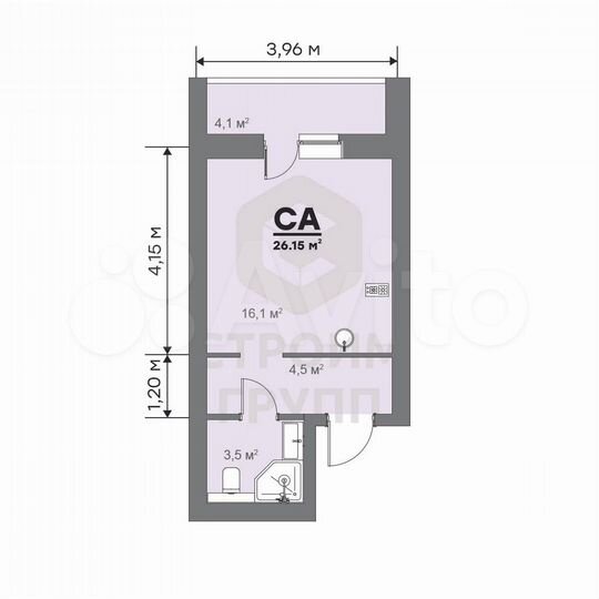 Квартира-студия, 26,2 м², 3/9 эт.