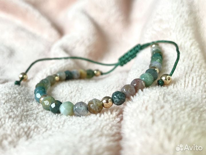 Плетеный браслет из граненого Агата