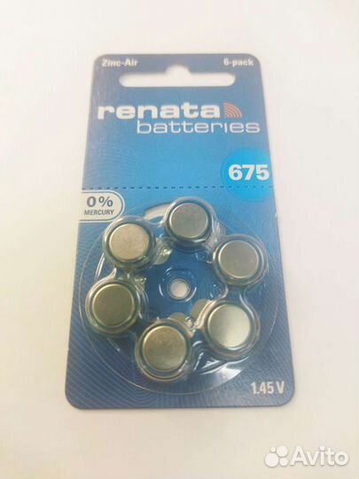 Батарейка Renata ZA675 для слуховых аппаратов