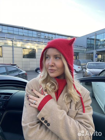 Шапка женская вязаная из пуха норки